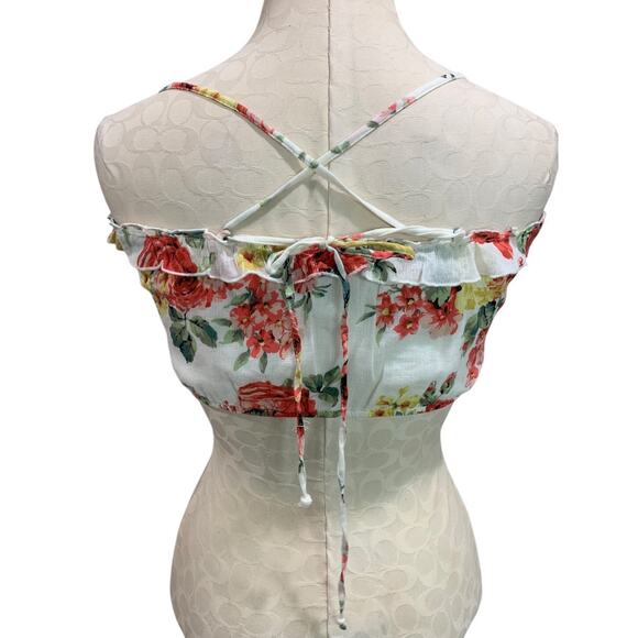 Small Abercrombie & Fitch Womens New Crop Top Peasant Floral - Picture 5 of 9